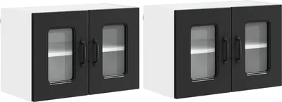 Image de vidaXL Façade de lave-vaisselle Kalmar, lot de 2, noir, 60 x 31 x 40 cm