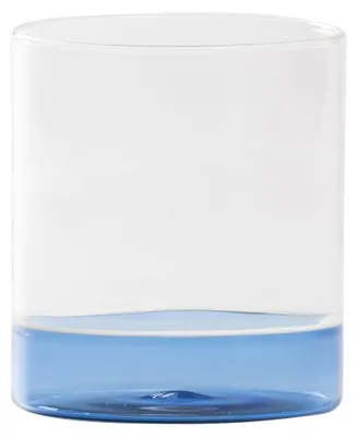 Immagine prodotto di Filo Bianco Set 4 Bicchieri Tumbler in Vetro Borosilicato Soffiato a Mano, Trasparente e Bluino, Design Artigianale Muranese per Tavola Elegante