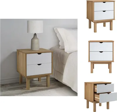 Obrázek produktu pro vidaXL Noční stolek OTTA Brown&White 46x39,5x57 cm z borovicového masivu - Noční stolky