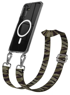 Produktbild von EAZY CASE - Handykette mit MagSafe Hülle für Samsung Galaxy A18, Handyband Camouflage Style, Umhängeband in Grün