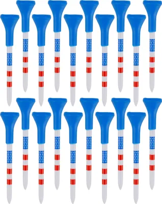 Produktbild von 10/20/50 Stück Golf-Tees, unzerbrechliche Golf-Tees aus Kunststoff, reduziert Reibung, seitlicher Spin, Golf-Zubehör, USA-Flaggenmuster, lange Golf-Tees, Großpackung