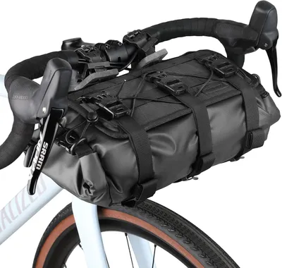 Productafbeelding van Stuurtas fiets 8 tot 13 liter - Waterdicht - Rolsluiting - Zwart