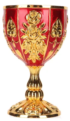 Vintage Kelk, Zinklegierung, Goldrot, 10 cm, Relief-Blumenmuster