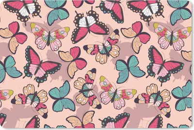 Produktbild von MuchoWow® Schreibtischunterlage Schmetterling - Rosa - Blau - Design 60x40 cm - XXL Mauspad - Großes Mauspad