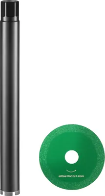 Image de SucceBuy Carotteuse diamantée à eau 2", carotteuse à béton profonde 14" avec lame de scie, 1-1/4"-7 femelle, carotteuse diamantée à eau soudée au laser pour béton et briques