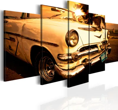 Produktbild von Leinwandbilder 200x100 cm 030206- 5 Vlies Leinwandbild 5 tlg Kunstdruck modern Wandbilder XXL Wanddekoration Design Wand Bild AUTO