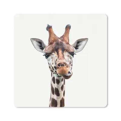 Produktbild von MuchoWow® Mauspad Mousepad Tiere - Porträt - Giraffe 20x20 cm - Mousepads - Maus Mat - Pad - Mausunterlage - Desk Mat - Bureauartikeln