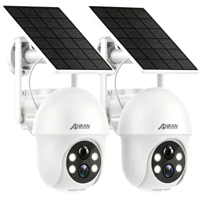 Imagen del producto de Cámara de seguridad exterior, 2K, inalámbrica, con batería y energía solar, resolución de 3MP, color blanco