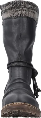 Produktbild von Rieker Damen Stiefel Warmfutter Kordel Winterstiefel Raffung Strick Z4755, Größe:39 EU, Farbe:Schwarz