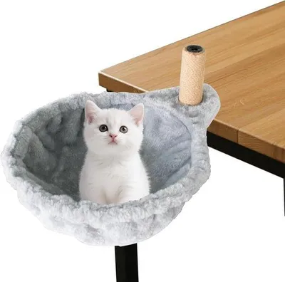 Productafbeelding van Kattenbed voor bureau met kattenkrabpaal, kattenhangmat, kattenmand, kattenligstoel, kattenhangmat, bed, 30 cm tot 10 kg