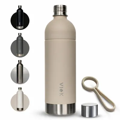 Produktbild von VIOK 1,3 L Edelstahlflasche für Aarke Carbonator 3, Smeg, Brita Wassersprudler (auch Sodapop Cooper & Philips GoZero geeignet) - Sand