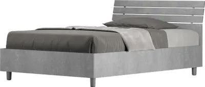 Produktbild von ITYHOME - Bett mit Lattenrost 120x190 schräges Kopfteil mit Holzlatten Zement Ankel