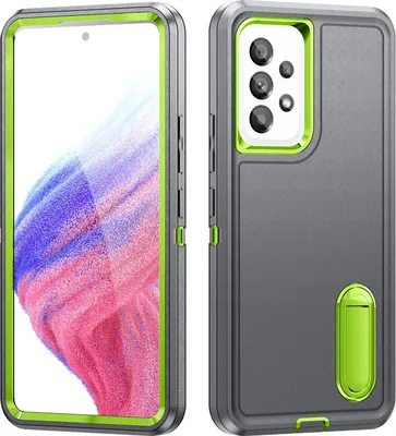 Produktbild von Hülle für Samsung Galaxy A53 5G Hybrid Dreilagige Robust Stoßfest Schwerlast Schutzhülle mit Ständer Grau