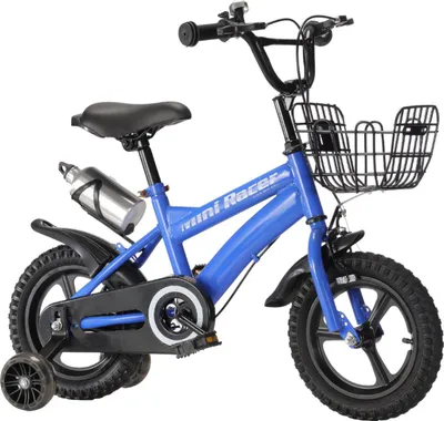 Produktbild von Buxibo Mini Rennrad 12 Zoll Kinderfahrrad Blau mit Stützrädern - Verstellbarer Sattel und Lenker, Aufbewahrungsfach, Perfekt für Kinder von 2-4 Jahren