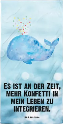 Produktbild von Mr. & Mrs. Panda Handtuch Wal Konfetti - Oceanblue - Geschenk, Trennung, Neustart, Badehandtuch, Geburtstag, Strandtuch, Diät, Großes, Meer, Duschtuch, Abnehmen, Wale