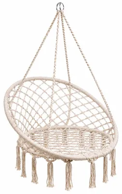Zdjęcie produktu dla KIK KX7629 Závěsné křeslo s třásněmi 80 cm, béžové