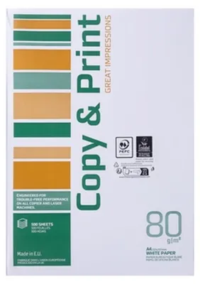 Imagen del producto de PAPEL DE COPIA A4, Clase C, 80 g/m², 500 hojas