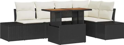 Productafbeelding van vidaXL Tuinset, 6-delig, zwart, polyrotan