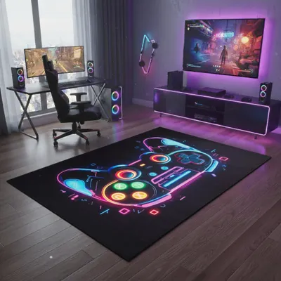 Produktbild von Tapiso Kinderteppich COSMO GAME mit buntem Gaming-Motiv, rutschfest, pflegeleicht 200 x 300 cm