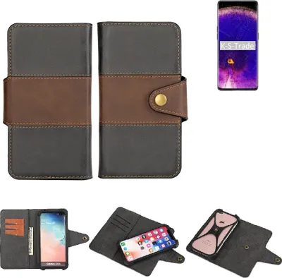 Produktbild von K-S-Trade Handyhülle Schutzhülle Hülle Bookstyle Wallet-Case kompatibel mit Oppo Find X5 Bumper Rundumschutz schwarz-braun 1x