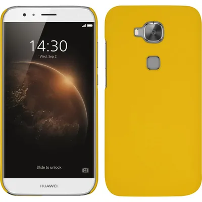 Produktbild von PhoneNatic Case kompatibel mit Huawei G8 - Hülle gelb gummiert Hard-case + 2 Schutzfolien