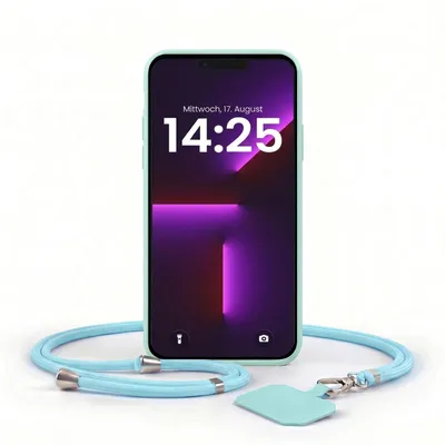Produktbild von Handyhülle für Apple iPhone 13 Pro mit Handykette Band Kordel Hülle Case Schutzhülle Hellblau