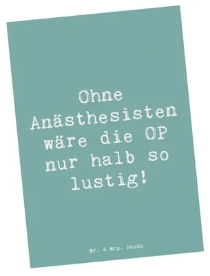 Produktbild von Mr. & Mrs. Panda Postkarte Spruch Anästhesist Humor - Meeresbrise - Geschenk, Beruf, Postkarten, Fotokarte, Ansichtskarte, Narkose, Berufspassion, Narkosearzt, Grußkarte