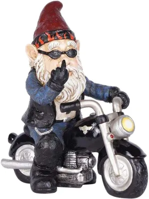 Produktbild von Motorrad-Gartenzwerg, Gartenzwerge, Gartendekorations-Zwerg, Terrassendekoration, Balkondekoration, Motorradgeschenke für Männer