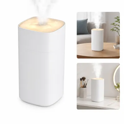 Produktbild von Mini Luftbefeuchter USB mit LED Nachtlicht, 350ml Aroma Diffuser, leiser Tisch Luftbefeuchter mit Ultraschall Zerstäuber für Schlafzimmer, Büro & Auto