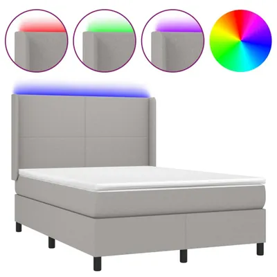 Produktbild von vidaXL Boxspringbett mit Matratze & LED Hellgrau 140x190 cm Stoff