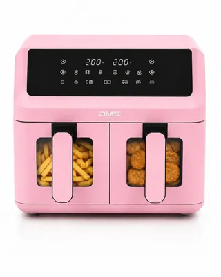 Produktbild von DMS Heißluftfritteuse 9L Doppelkammer 2000W Air Fryer Dual Zone digitales Touch-Display HF-9P Rosa