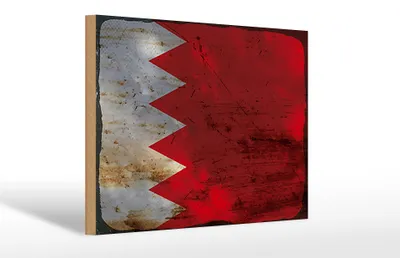 Produktbild von Holzschild Flagge Bahrains 30x20cm Flag of Bahrain Rost