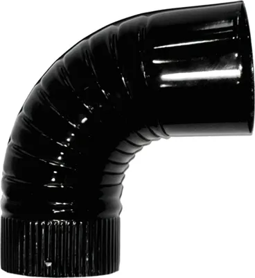Produktbild von Schwarzes, vitrifiziertes Winkelrohr für Öfen 110 mm. 90°.