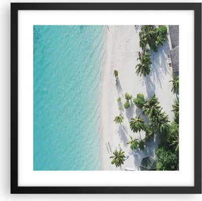 Produktbild von Gerahmtes Poster - Schwarzer Rahmen - Luftaufnahmen himmlisch Strand - 40x40 cm - Wand Bild - Wanddeko - Wandbilder - Kunstposter - Wandposter - Bilderrahmen - Bilder - Kunstdruck - P2BAC40x40-4532