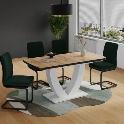 Produktbild von Vicco Esstisch Fenaro, 120 x 80 cm ausziehbar, Goldkraft Eiche/Weiß/Weiß