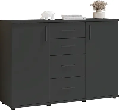 Produktbild von Kommode BC 1040 mit 4 Schubladen, 2 Türen und 2 Einlegeböden Anthrazit