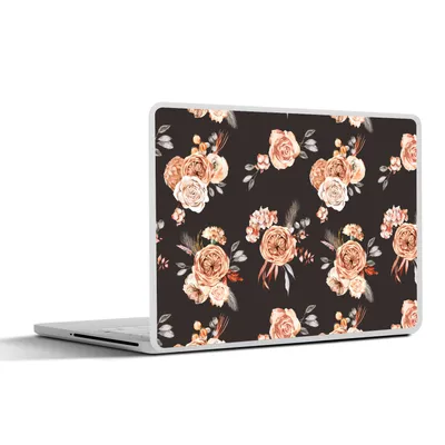 Produktbild von MuchoWow® Laptop Aufkleber Sticker Cover Blumen - Schwarz - Muster 36.5x27.5 cm - Laptop-Sticker