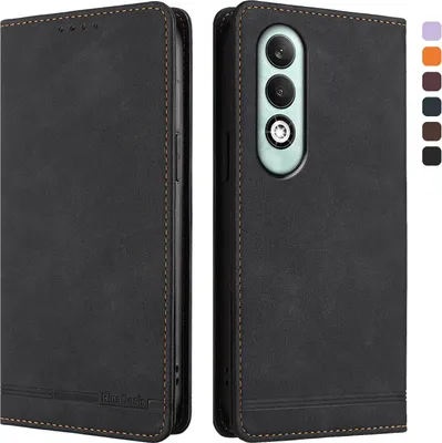 Image de Etui pour Oppo K12X 5G, étui rétro en cuirPolyuréthaneavec support et fentes pour cartes de crédit Noir