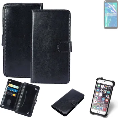 Produktbild von K-S-Trade 360° Hülle kompatibel mit BLU G40 schwarz Kunstleder Case BookCase WalletCase Kunstlederederhülle Handyhülle, Rundumschutz Bumper (1x)