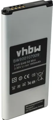 Produktbild von vhbw Akku kompatibel mit Samsung Galaxy SM-G800H, SM-G800F, S5 Mini, SM-G800, S5 Dx, SM-G800R4 Handy Smartphone Telefon (1900 mAh, 3,85 V, Li-Ion)
