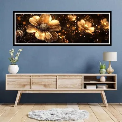 Imagen del producto de Pintura con diamantes para adultos, diseño grande XXL de 80x240 cm, flores amarillas, pintura con diamantes 5D, cuadros, paisaje, kit de pintura con diamantes para regalo, para relajación y como decoración de pared. Modelo: TU0N572
