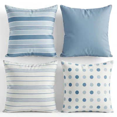 Imagen del producto de Omgoods - Juego de 4 fundas de cojín en suaves tonos azules - 45x45 cm