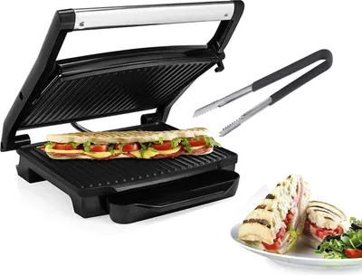 Produktbild von Elektro Kontaktgrill mit Grillzange, Multigrill mit Thermostat 2000Watt, 30x24cm