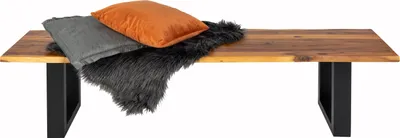 Produktbild von Refurbished Möbelretoure Baumkanten Sitzbank 200 x 40 cm Akazie/cognac schwarz ESRA
