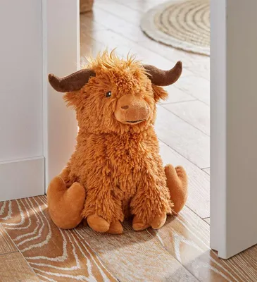 Produktbild von Türstopper "Stier" aus Stoff, schwer, mit Sand gefüllt, Türpuffer für Boden, Türfeststeller Tier, Fensterstopper