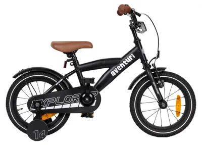 Produktbild von Aventuri Explorer 3.0 Jungenfahrrad 14 Zoll, Kinderfahrrad für 3 bis 5 Jahre, 95-110 cm, Mit Stützrädern, Mattschwarz