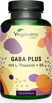 Obrázek produktu pro Vegavero GABA Plus | 120 kapslí | s L-theaninem z extraktu zeleného čaje a vitaminem B6 | veganské