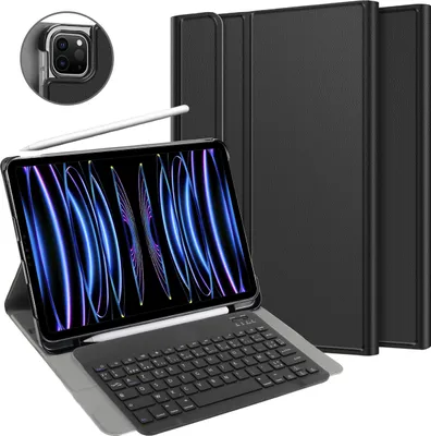Image de Cazy Housse pour Tablette avec Clavier compatible avec iPad Pro 12.9 (2022) / Pro 12.9 (2021) - Étui Clavier Bluetooth AZERTY - Noir
