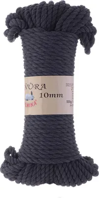 Ø 10 mm | 14 m 500g Makramee-Garn Snura graphitgrau