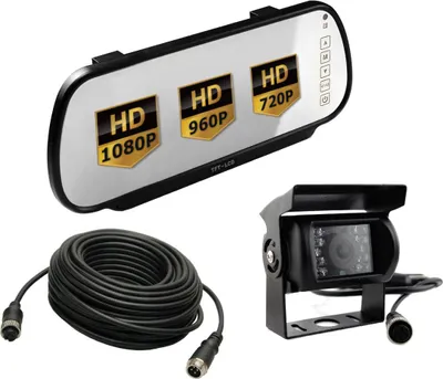 Produktbild von Automonitorspiegel AHD LCD 7 Zoll für 2 Kameras 4-PIN 12V/24V Rückfahrkamera AHD 720P LKW 10 Meter 4-PIN Kabel